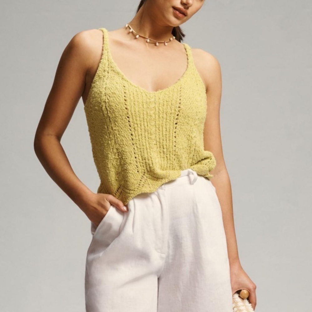 Anthropologie Yellow Knit Tank Top